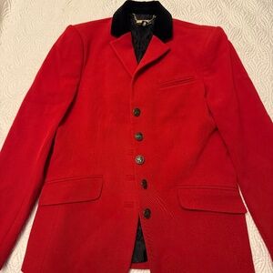 Brooks Brothers Red Blazer with Black Velvet Trim Size 8